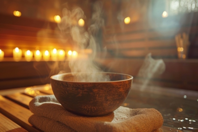 Herbal Steam Bowl and Ayurvedic Essentials for Detox Therapy
